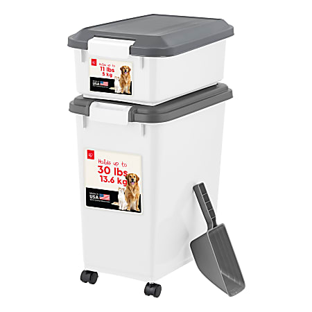 IRIS Airtight Pet Food Container with Scoop, 41 Lb, White, Total Qty 1