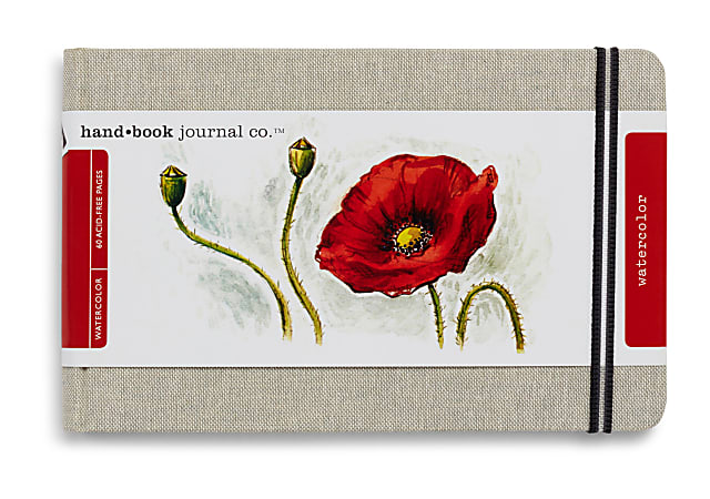 Speedball Handbook Watercolor Journal, 5-1/8" x 8", Unruled, 60 Sheets, Natural Linen