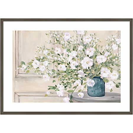 Amanti Art White Bouquet by Julia Purinton Wood Framed Wall Art Print, 41”W x 30”H, Gray