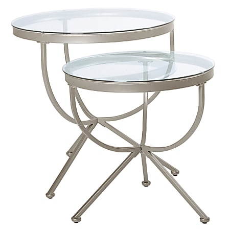 Monarch Specialties Liv Nesting Tables, 24-1/4"H x 24"W x 24"D, Silver, Set Of 2 Tables