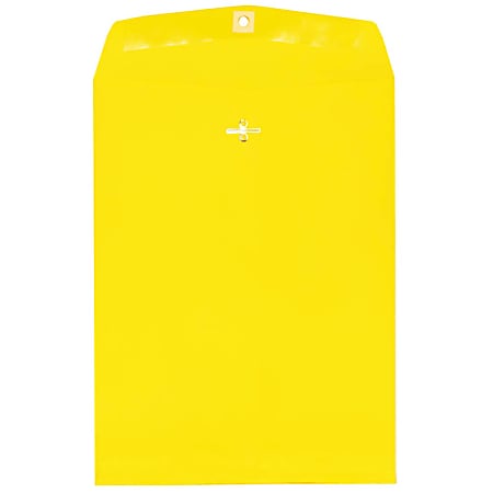 JAM Paper® Open-End 9" x 12" Catalog Envelopes, Clasp Closure, 30% Recycled, Yellow, Pack Of 10