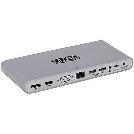 Tripp Lite Thunderbolt 3 Docking Station 4K60Hz DP HDMI VGA USB C USB-A Gbe - for Notebook - 120 W - USB Type C - 2 x USB 2.0 - 3 x USB 3.0 - Network (RJ-45) - HDMI - VGA - DisplayPort - Audio Line Out - Microphone - Thunderbolt - Wired