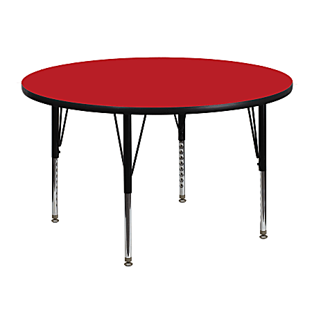 Flash Furniture 48" Round HP Laminate Activity Table With Short Height-Adjustable Legs, Red