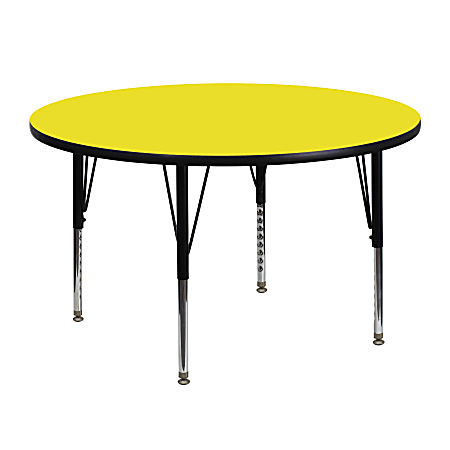 Flash Furniture 48" Round HP Laminate Activity Table With Short Height-Adjustable Legs, Yellow