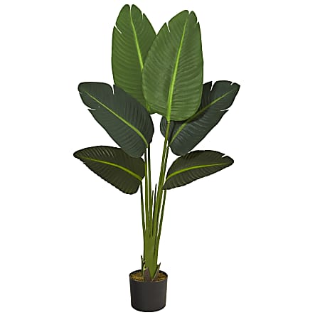Nearly Natural Traveler’s Palm 45”H Artificial Plant With Planter, 45”H x 17”W x 15”D, Green/Black