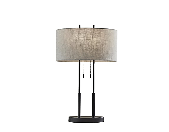 Adesso® Duet Table Lamp, 29"H, Taupe Shade/Antique Bronze Base