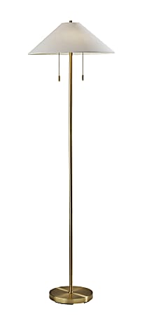 Adesso Claremont Floor Lamp, 60-1/2"H, Off-White/Antique Brass