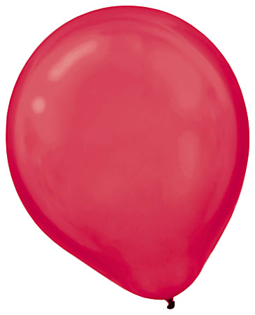 Amscan Latex Balloons, 12", Apple Red, Pearl, 15 Balloons Per Pack, Set of 4 Packs