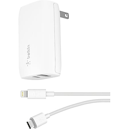 Belkin BOOST↑CHARGE USB-C + USB-A Wall Charger 30W + USB-C to Lightning Cable - 30 W - 5 V DC/6 A Output