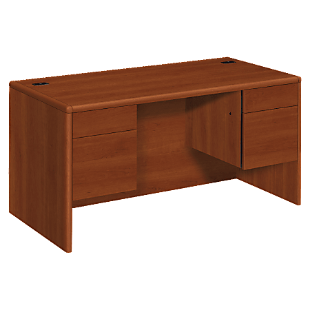 HON® 10700 60"W Double-Pedestal Computer Desk, Cognac