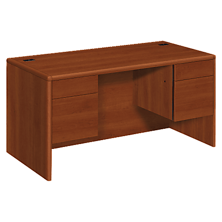 HON® 10700 Series Laminate Double Pedestal Desk, Cognac