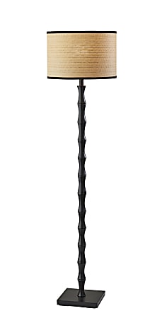 Adesso Simplee Berkeley Floor Lamp, 60"H, Natural Paper Rattan/Black