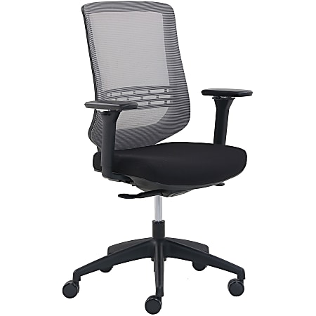 Lorell Swap Midback Mesh Chair - Black Seat - Nylon Frame - Mid Back - Black - Fabric - Armrest - 1 Each