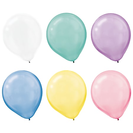 Amscan Pearlized Pastel Latex Balloons, 12", Assorted Colors, Pack Of 72 Balloons, Set Of 2 Packs