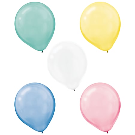 Amscan Pearlized Pastel Latex Balloons, 12", Assorted Colors, Pack Of 15 Balloons, Set Of 4 Packs