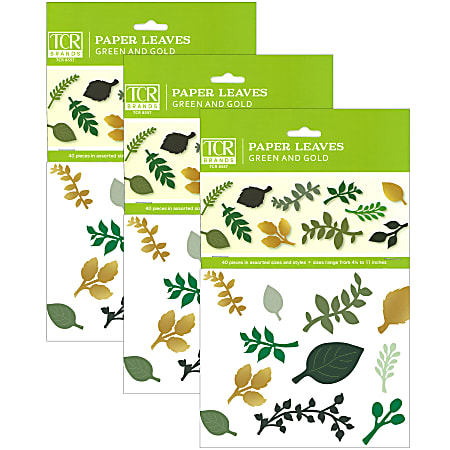 Teacher Created Resources® Green And Gold Paper Leaves, 40 Per Pack, Set Of 3 Packs