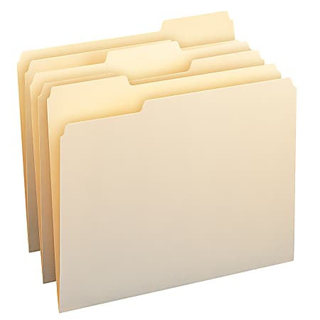 Smead® CutLess® File Folders, Letter Size, 1/3 Cut, 30% Recycled, Manila, Box Of 100