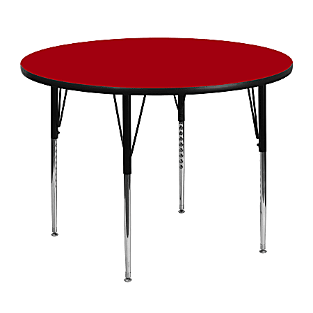Flash Furniture 48" Round Thermal Laminate Activity Table With Standard Height-Adjustable Legs, Red