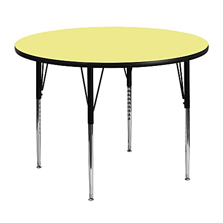Flash Furniture 48" Round Thermal Laminate Activity Table With Standard Height-Adjustable Legs, Yellow