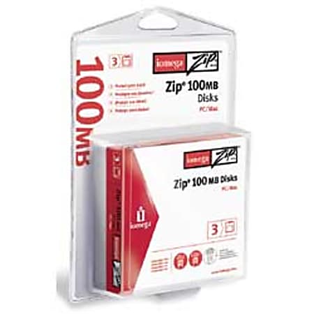 Iomega® Zip® Disks, IBM®/Mac Format, 100MB Pack Of 3