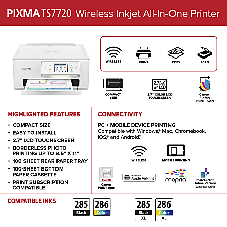 Canon PIXMA TS7720 Wireless Home All in One Inkjet Color Printer