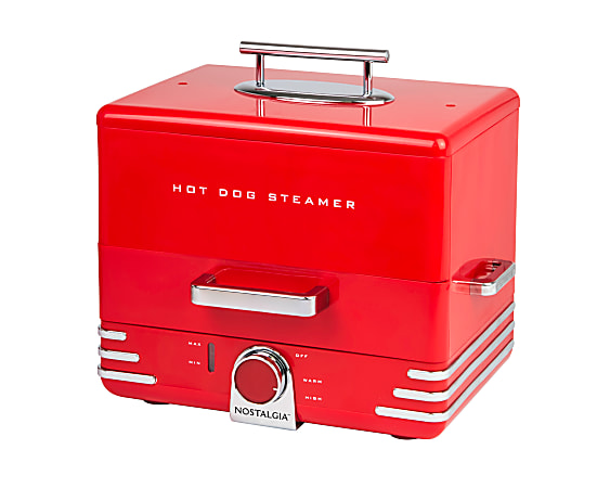 Nostalgia Hot Dog Steamer, 9-1/4” x 11-1/4”, Red