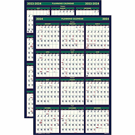 House of Doolittle Reversible Planner - Julian Dates - 1 Year - January 2022, July 2023 till December 2023, June 2023 - 24" x 37" Sheet Size - 1.50" x 1" Block - Laminated - 1 Each