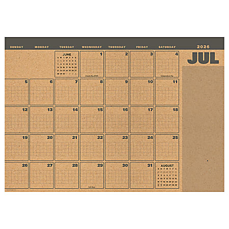 2026-2027, TF Publishing  Trail + Timber Medium Desk Pad Monthly Blotter Calendar, 17" x 12", July 2026 to June 2027