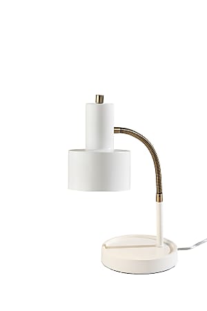 Adesso Simplee Baker Desk Lamp, 17"H, White/Antique Brass/White