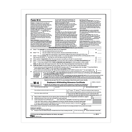 W-4 Employee's Withholding Allowance Certificate Cards, 2013, Pack Of 25