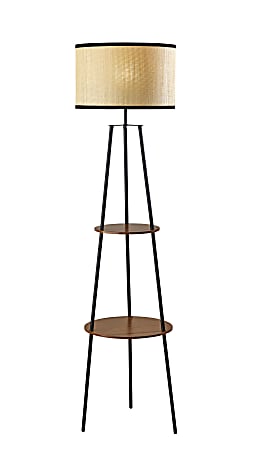 Adesso Simplee Shirley Shelf Floor Lamp, 61-3/4"H, Black/Paper