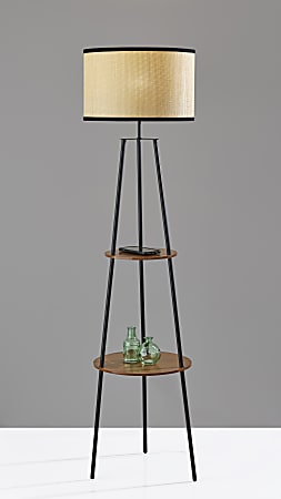 Adesso Simplee Shirley Shelf Floor Lamp 61 34 H BlackPaper Office Depot