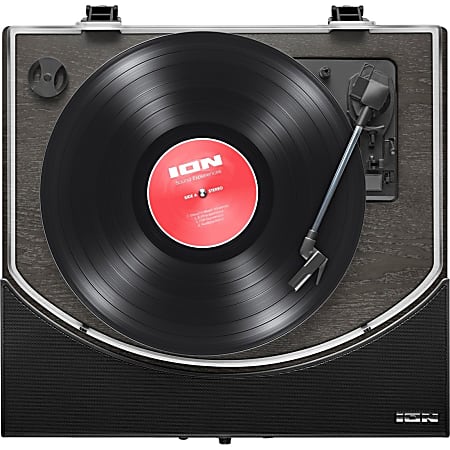 ION Premier LP Turntable with Built-in Stereo Soundbar (Black Ash Wood) - 33.33, 45, 78 rpm - Ceramic - IT94BK