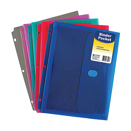 Avery 721455 Poly Binder Pockets 3-Hole Punched Assorted Colors 5/Pack  (75254)