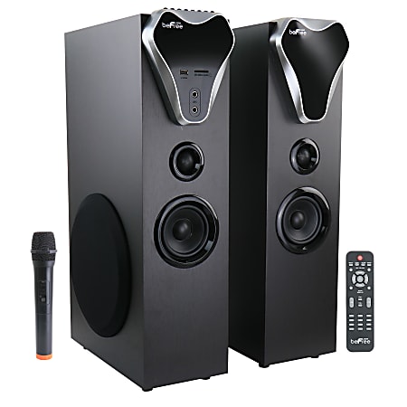 beFree Sound 2.1 Channel 995116498M 80-Watt Bluetooth® Tower Speakers With Optical Input, Black