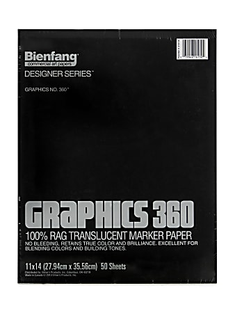 Bienfang Graphics 360 Translucent Marker Pad, 11" x 14", White, 50 Sheets