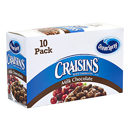 OCEAN SPRAY Craisins Milk Chocolate Dried Cranberries, 2 oz, 10 Count
