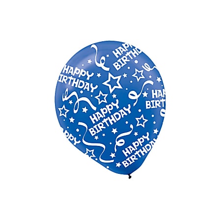 Amscan Latex Confetti Birthday Balloons, 12", Bright Royal Blue, 6 Balloons Per Pack, Set Of 3 Packs