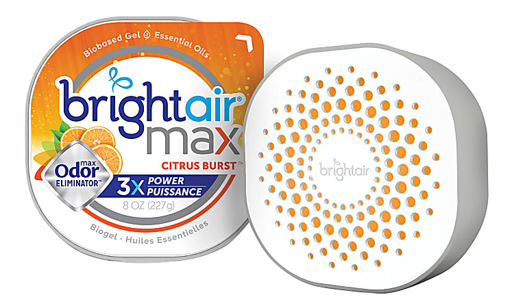 Bright Air Max Scented Gel Odor Eliminator - Gel - 8 oz - Citrus - 1 Each - Odor Neutralizer, Phthalate-free, Paraben-free, BHT Free, Bio-based, Formaldehyde-free, NPE-free