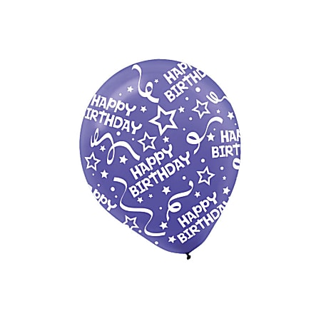 Amscan Latex Confetti Birthday Balloons, 12", New Purple, 6 Balloons Per Pack, Set Of 3 Packs