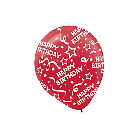 Amscan Latex Confetti Birthday Balloons, 12", Red, 6 Balloons Per Pack, Set Of 3 Packs