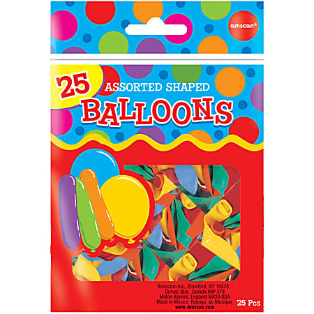 Amscan Latex Shapes Balloons, 18", Assorted Shapes, 25 Balloons Per Pack, Set Of 3 Packs