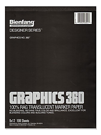 Bienfang Graphics 360 Translucent Marker Pad, 11" x 14", White, 100 Sheets