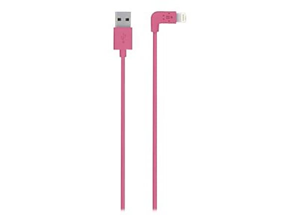 Belkin - Lightning cable - Lightning male to USB male - 4 ft - pink - 90° connector