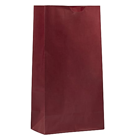 JAM Paper® Medium Kraft Lunch Bags, 9 3/4 x 5 x 3, Red, Pack Of 25 Bags