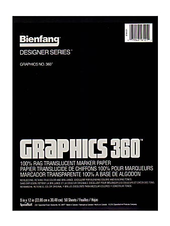 Bienfang Graphics 360 Translucent Marker Pad, 9" x 12", White, 50 Sheets