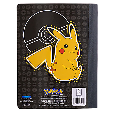Pokemon Licensed Wide Ruled Composition Notebook 9.5 x 7.25 100 Sheets ...