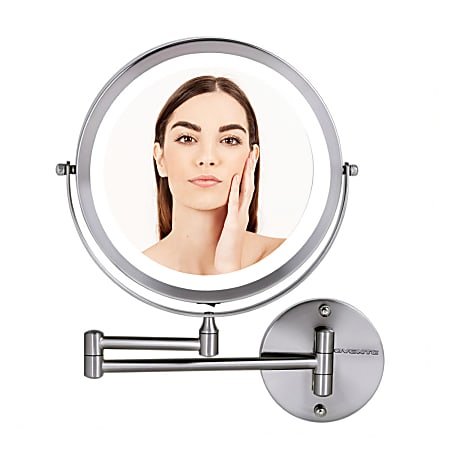 Ovente Wall-Mounted Vanity Makeup Mirror, Double-Sided, 8-1/2", Nickel