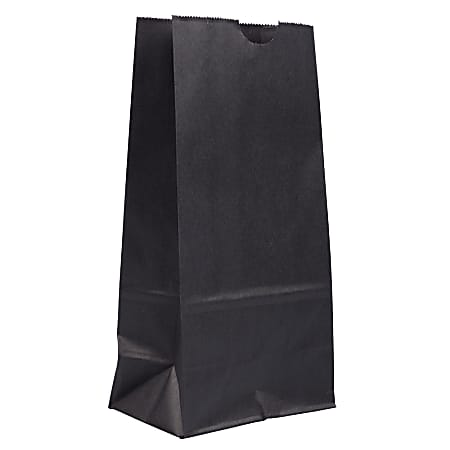 JAM Paper® Medium Kraft Lunch Bags, 9-3/4" x 5" x 3", Black, Pack Of 25 Bags