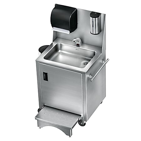 Zurn JUST Stainless Steel Portable Hand Washing Station, 53-3/4”H x 29-5/8”W x 23-3/16”D, Silver